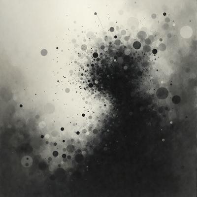 The primary subject of the image is a black and white drawing of a person's head. The setting is a white background, and the visual style is a combination of digital art and illustration. The drawing features a pattern of black dots, giving it a somewhat abstract and artistic appearance. The overall atmosphere of the image is somewhat mysterious and intriguing, as the viewer is drawn to the unique and captivating representation of the person's head.